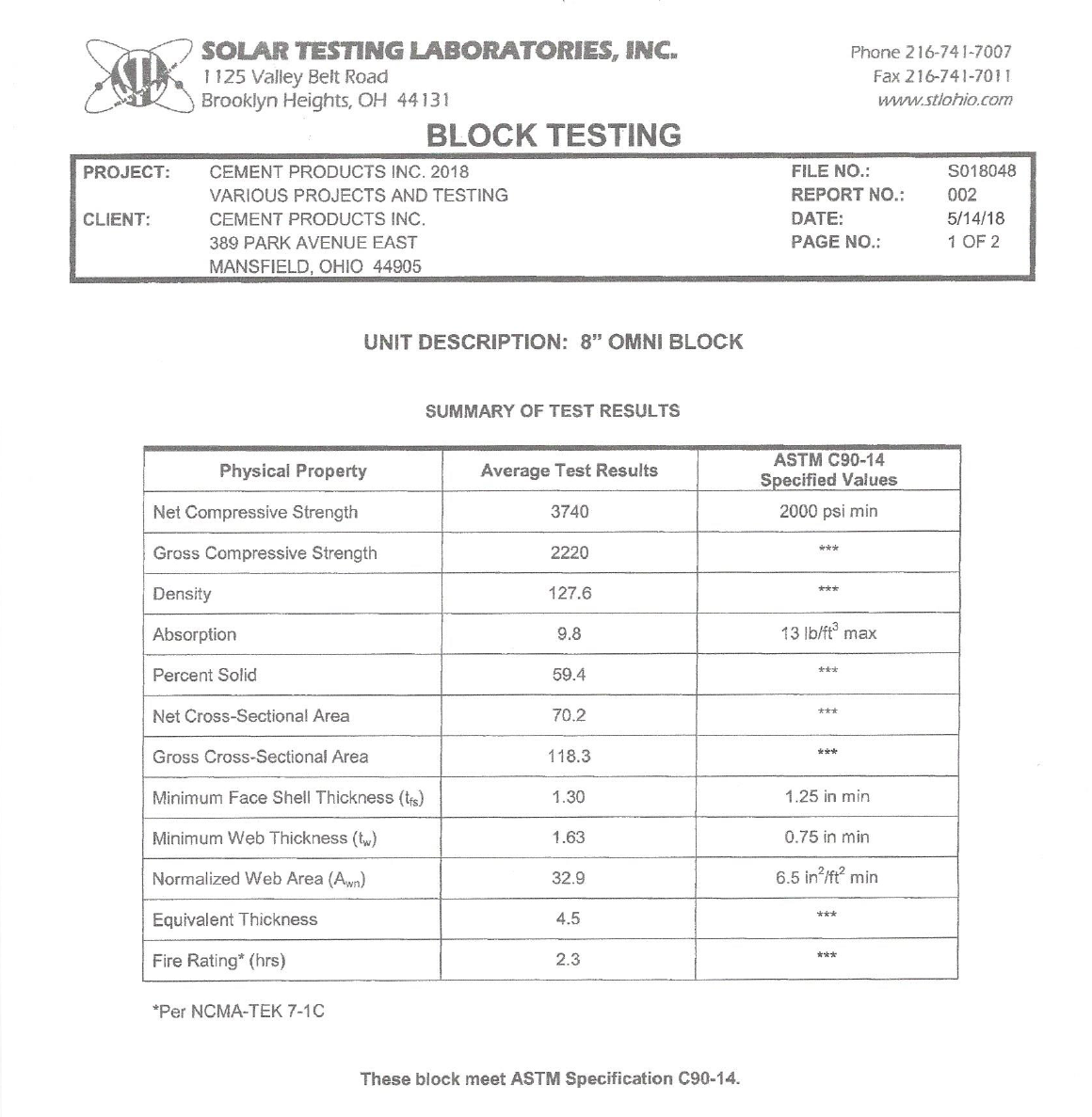 ASTM C-90 . C-140 Sistema 20cm<